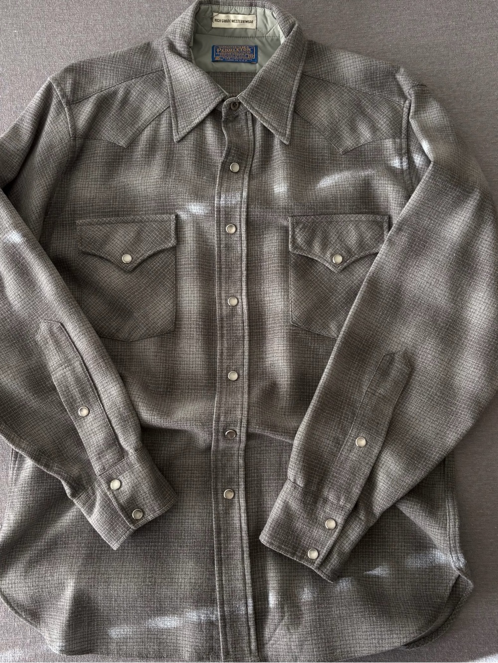 70’s Pendleton Gray 100% Wool Pearl Snap Western Shirt